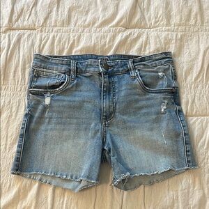Kut from the Kloth Blue Jean Shorts Distressed Raw Hem